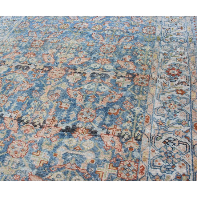 Tribal Persian Antique Malayer Rug With All-Over Design in Various Blue, Ivory & Red 4'8 X 6'3 For Sale - Image 3 of 17