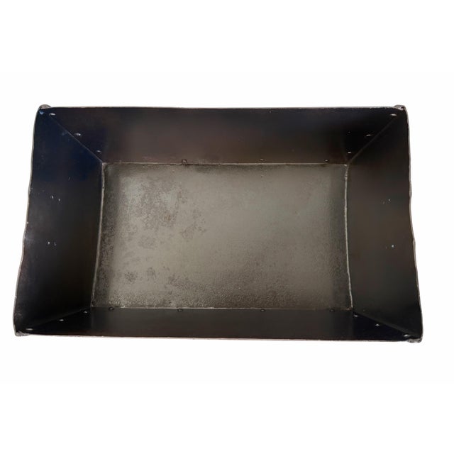 Brown Mid 20th Century Hand-Forged Riveted Iron Trough Vessel in Blackened Steel Finish For Sale - Image 8 of 12