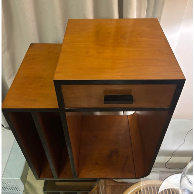 Art Deco Paul Frankl Style Art Deco Skyscraper End Table Nightstand in Maple With Black Accents For Sale - Image 3 of 5