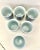 Japanese Chinese Asian Porcelain Set of Six (6) Green Tea Cups Blue and White Stripes Small For Sale - Image 4 of 6