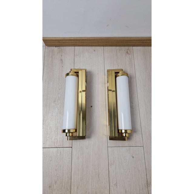 1980s Vintage Wall Lamps in Brass and Acrylic, 1980s, Set of 2 For Sale - Image 5 of 9
