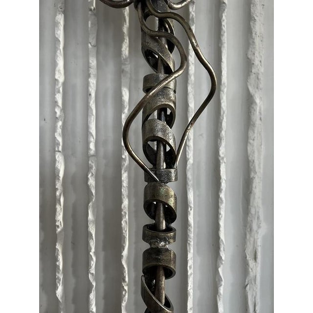 Metal French Arts & Crafts Handmade Sculptural Floor Lamp, 1960s For Sale - Image 7 of 11