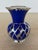 Metal Vintage Art Deco Weimar Porcelain Cobalt Blue Silver Overlay Small Bottle Vase For Sale - Image 7 of 9