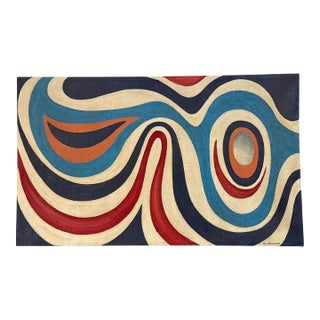 Large Mid Century abstract Oil on Burlap Alexander Calder School, Circa 1950s For Sale