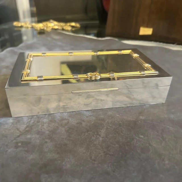 Silver 1980s Modern Silver Plated and Brass Luxury Box by Gucci For Sale - Image 8 of 17