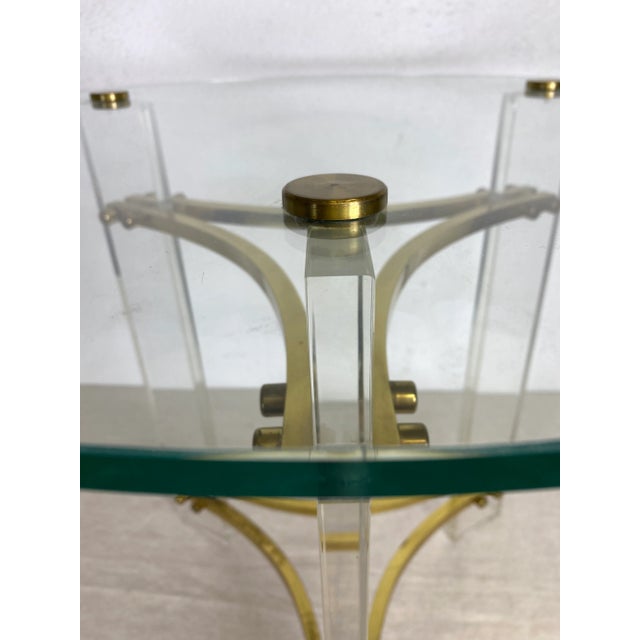 Metal Mid Century Vintage Brass and Lucite Side Table For Sale - Image 7 of 11