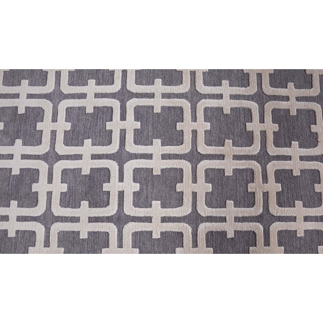 Contemporary Geometric High-low Knotted Wool Runner by Doris Leslie Blau For Sale In New York - Image 6 of 8