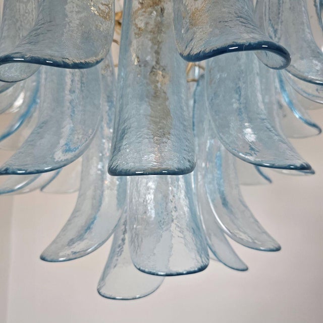 1980s Mid Century Modern Blue Murano Glass Petal Chandelier For Sale - Image 10 of 14