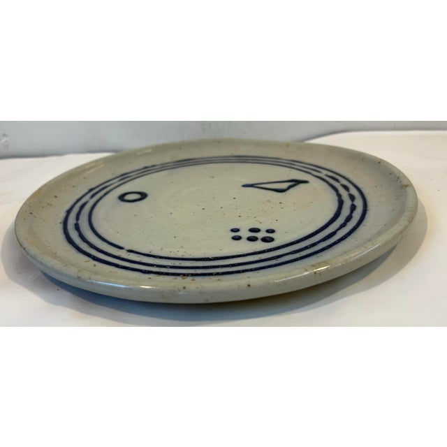 Mid 20th Century Mid Century Hand Thrown Ceramic Plate -Signed by Artist For Sale - Image 5 of 7