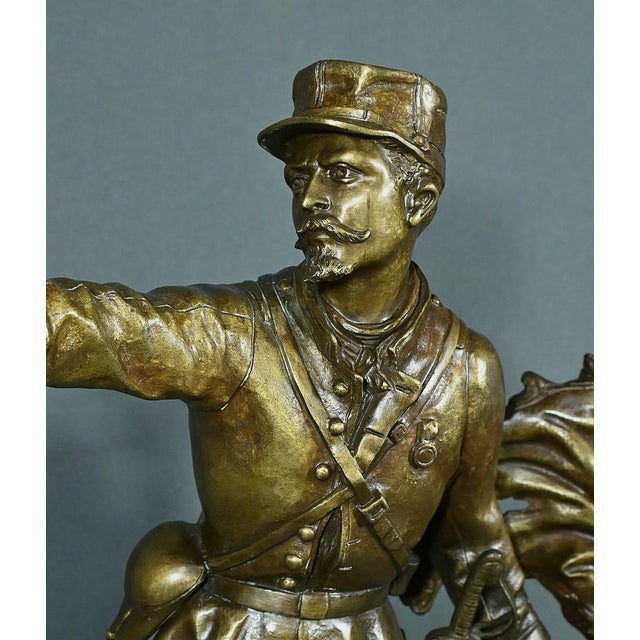 The Defense of the Flag in Bronze by C. Anfrie, Late 19th Century For Sale - Image 5 of 18