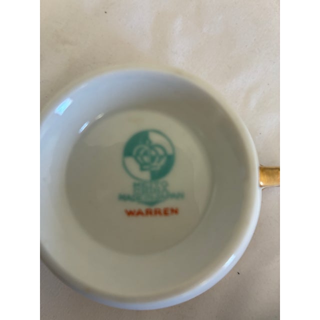 Vintage Meito China “Warren” Hand-Painted Floral Cups and Saucers, Set of 5 For Sale - Image 9 of 9