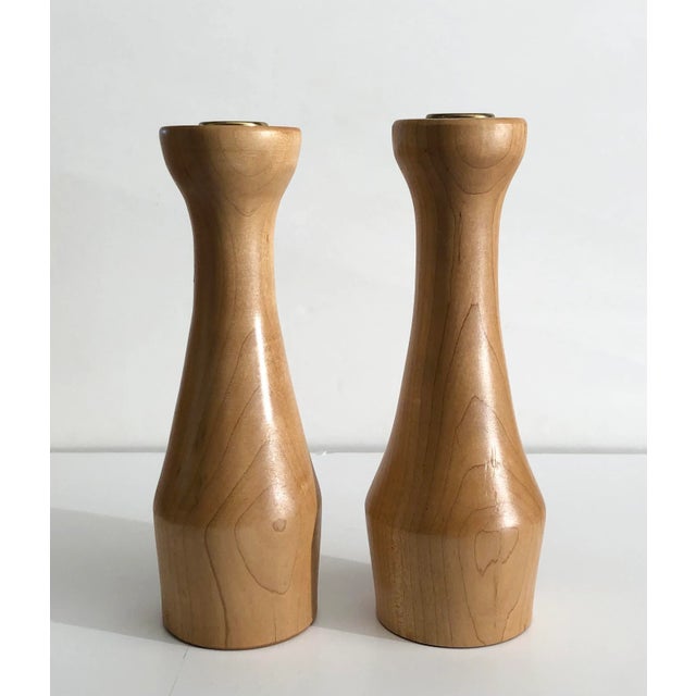 Pair of Artisan Maple Candle Holders by Ron Peterson Chairish