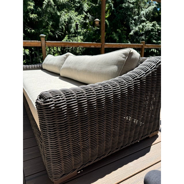 RH Provence Outdoor Sofa – 112" Luxe Depth | Terra Wicker + Sand Perennials® Fabric | Custom Cover Asking: $3,200 (or best...
