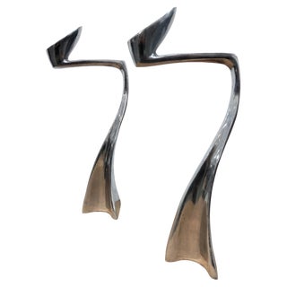 Swan Candle Holders in Aluminum by Matthew Hilton for SCP England, 1987, Set of 2 For Sale