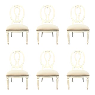 Traditional White Oval Back Dining Chairs-Set of Six For Sale