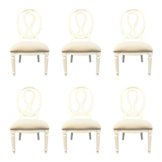 Traditional White Oval Back Dining Chairs-Set of Six For Sale