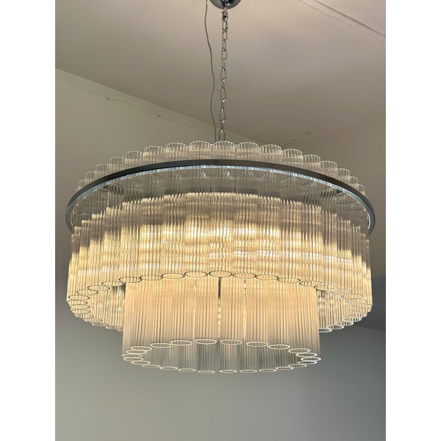 Metal Contempory Striped Cylinders Chandelier For Sale - Image 7 of 11