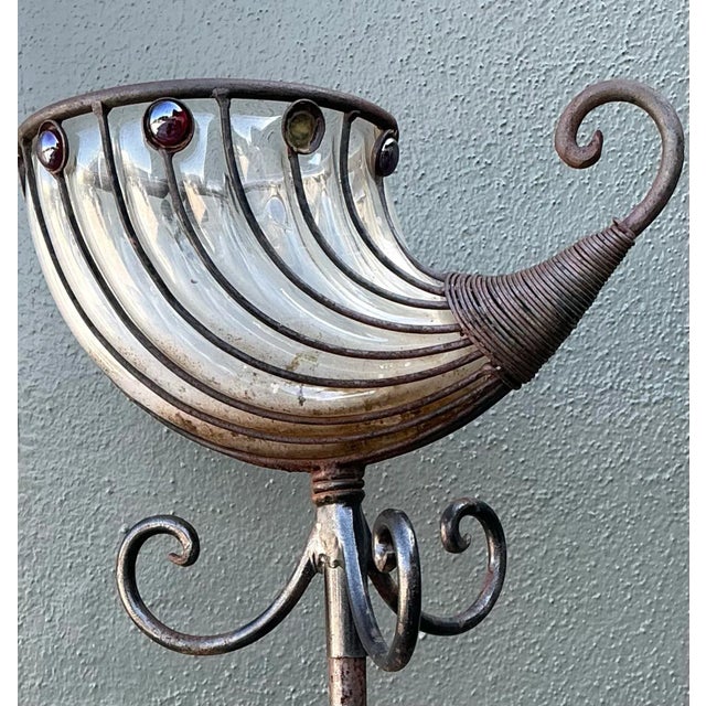 Vintage Boho Artisan Wrought Iron Corner Table For Sale - Image 11 of 12