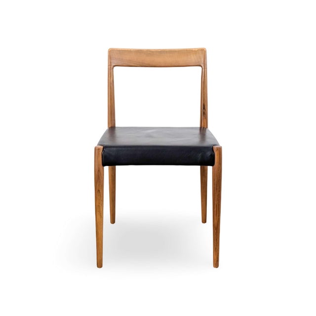 Mid-Century Walnut and Leather Chairs from Lübke, Set of 6 For Sale - Image 4 of 11