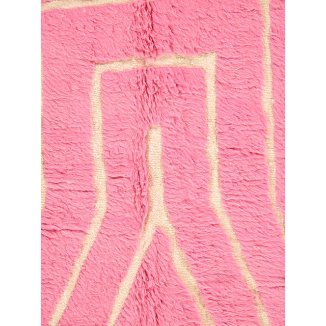 Vintage Moroccan Rug by Berber Tribes of Morocco, pink wool and cream color For Sale - Image 11 of 18