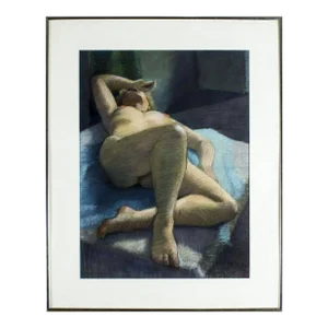 Recumbent Nude Original Framed Vintage Pastel Drawing, Richard Hagg