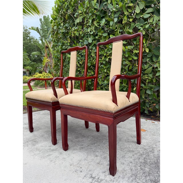 Chinoiserie Vintage Chinese Ming Style Rosewood Official’s Hat Armchairs, Pair For Sale - Image 3 of 18