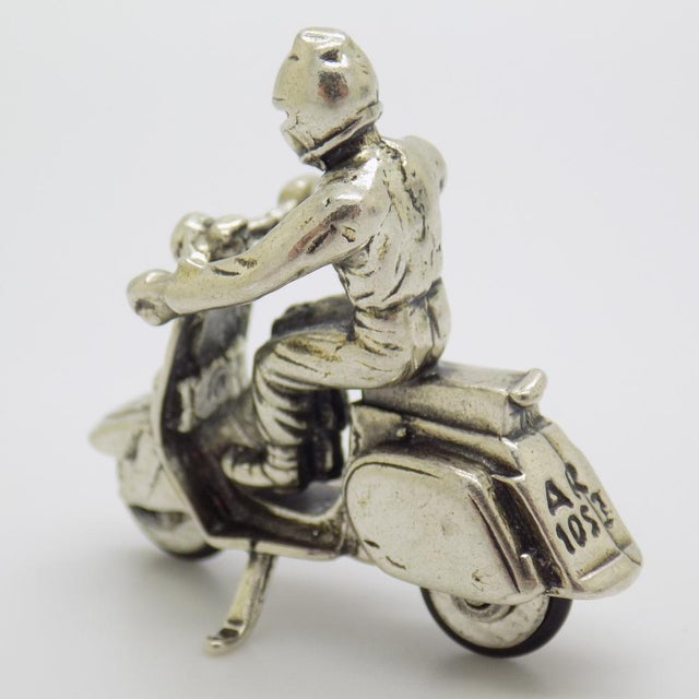 Vintage Italian Silver Vespa Piaggio Scooter Figurine, 1980s For Sale - Image 6 of 12