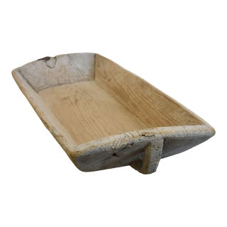 Vintage Large Hand-Carved European Wooden Harvest Dough Bowl Centerpiece For Sale