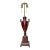 Antique Handmade Painted French Red Tole Toleware Swan Metal Table Lamp Light For Sale