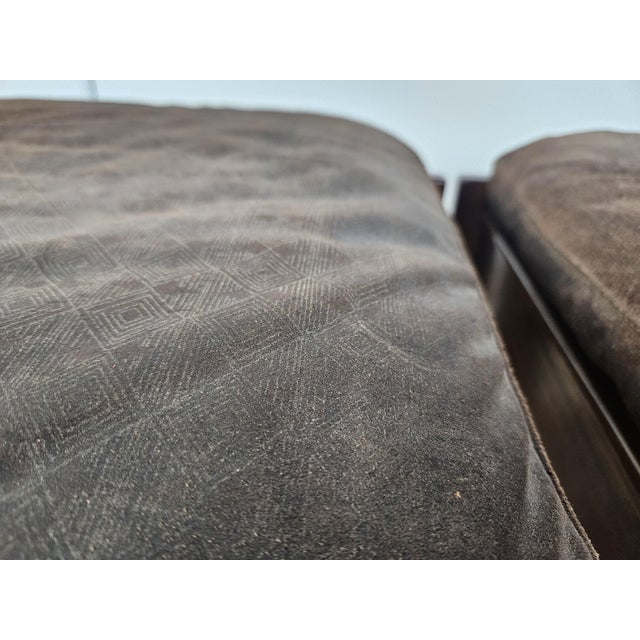 Set of Vintage Walnut Poufs with Padding, 1970 For Sale - Image 9 of 16