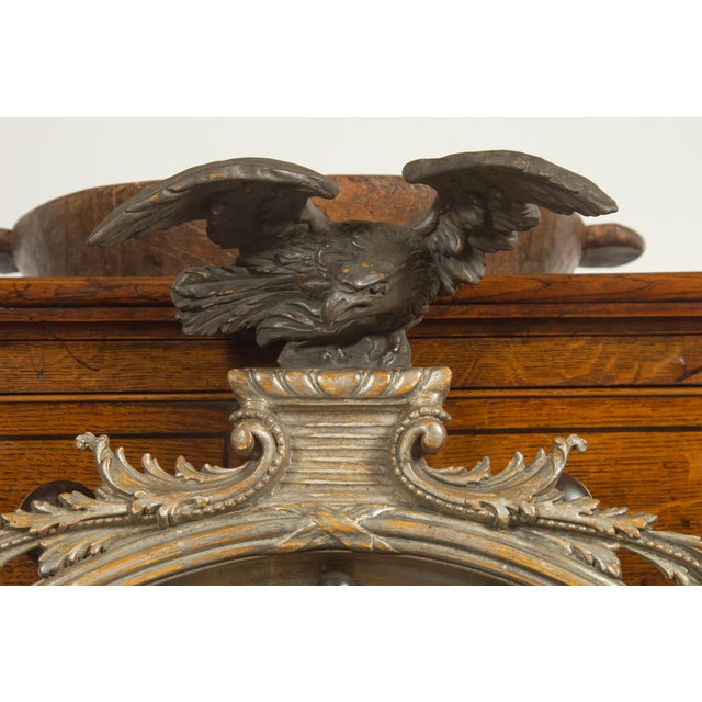 English 1900s Silver Leaf Convex Girandole Bullseye Mirror with Eagle Motif For Sale - Image 10 of 12
