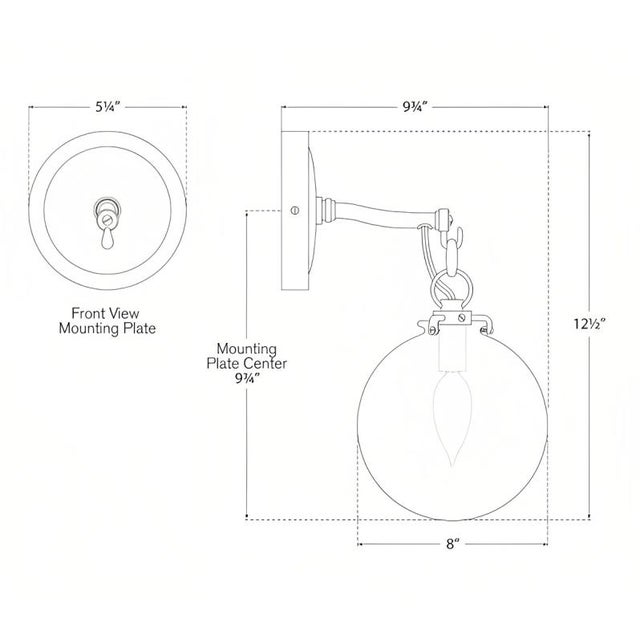 Visual Comfort Thomas O'Brien for Visual Comfort Signature Katie Small Globe Sconce in Hand-Rubbed Antique Brass with Seeded Glass For Sale - Image 4 of 4