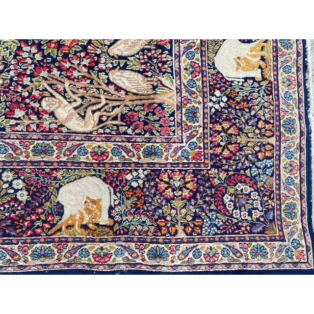 Vintage Pictorial Kerman Rug For Sale - Image 3 of 18