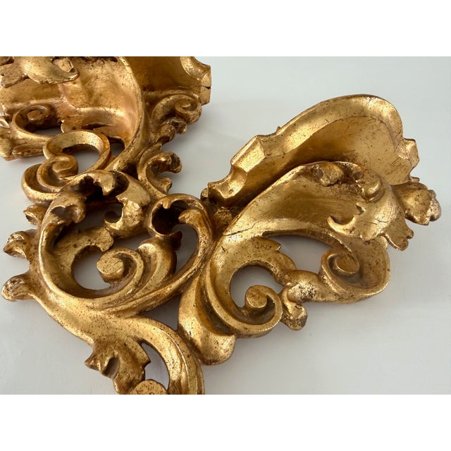 Italian Florentine Double Shelf Wall Bracket For Sale - Image 11 of 14