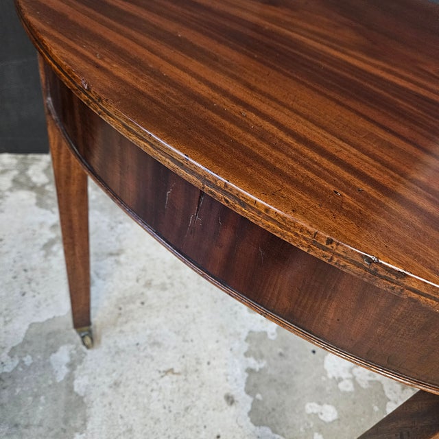 English Late 19th Century Mahogany Inlaid Georgian Demi-Lune Console Table For Sale - Image 3 of 17