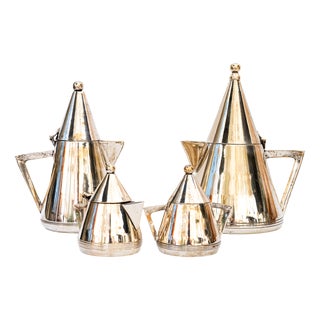 Art Deco Silvered Brass Cans, 1920s, Set of 4 For Sale
