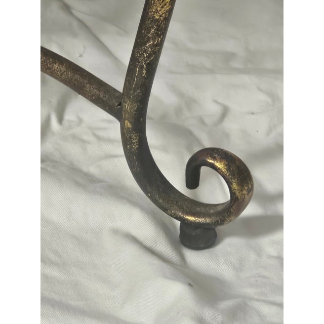 Vintage Bronze Scrollwork Vanity Bench With Cream Jacquard Upholstery For Sale - Image 14 of 18