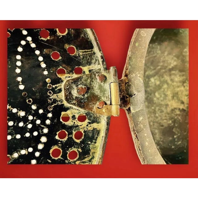 Early 18th Century French Brass Plague Pan With Forged Iron Handle For Sale - Image 9 of 12