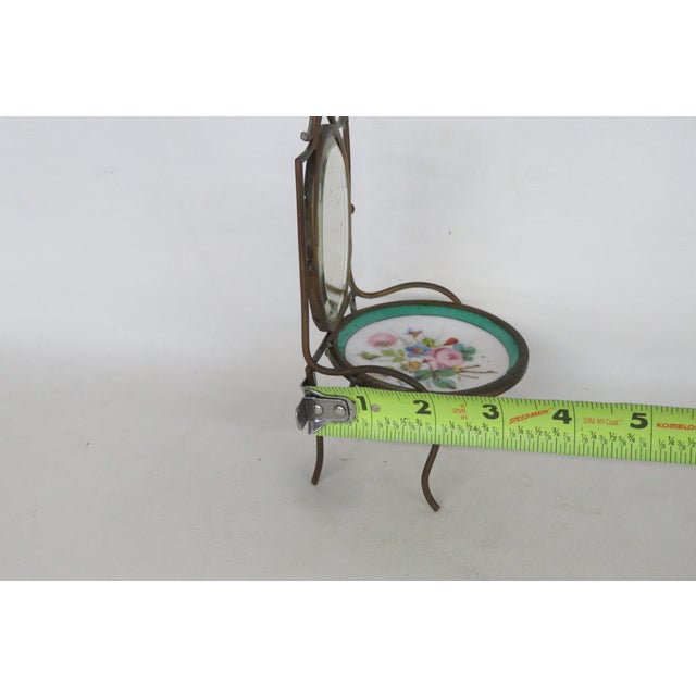 Victorian Brass and Porcelain Miniature Chair Mirrored Pocket Watch Holder 5052b For Sale - Image 13 of 18