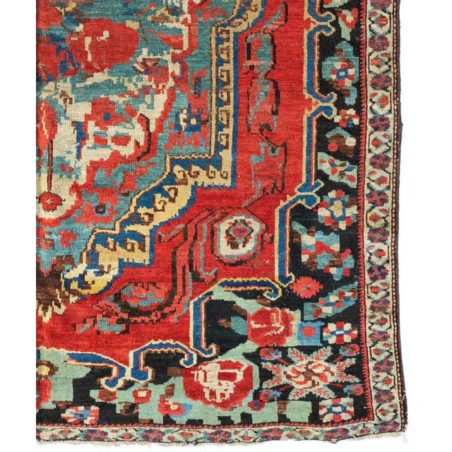 1920s Persian Red Ivory Green and Blue Bakhtiari Rug For Sale - Image 4 of 5