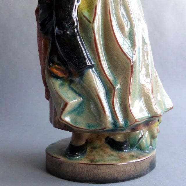 Ceramic Ceramic Forest Girl Figure by Anton Kling for Karlsruher Majolika, 1935 For Sale - Image 7 of 10