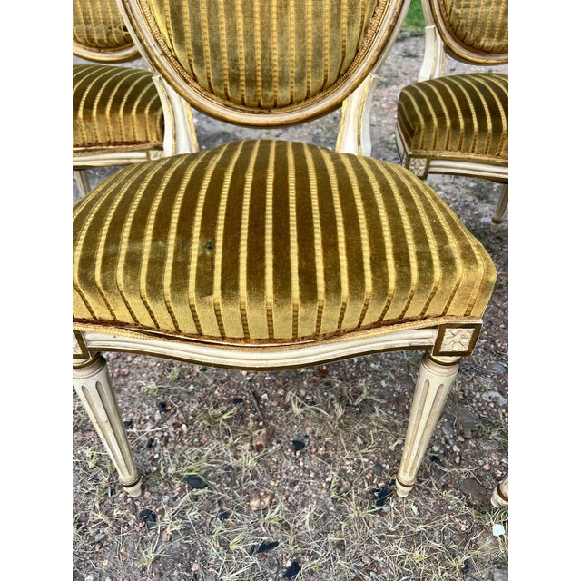 French 19th Century Louis XVI Painted Walnut Dining Chairs - Set of 6 For Sale - Image 9 of 12