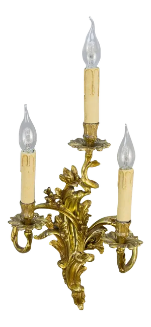 French Gilt Bronze 3-Light Sconce, 1920s