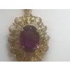 23 Carat Oval Amethyst Pendant Necklace 18 Karat Yellow Gold Vintage For Sale - Image 16 of 18