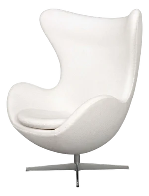 Fritz Hansen White Upholstered Egg Chair