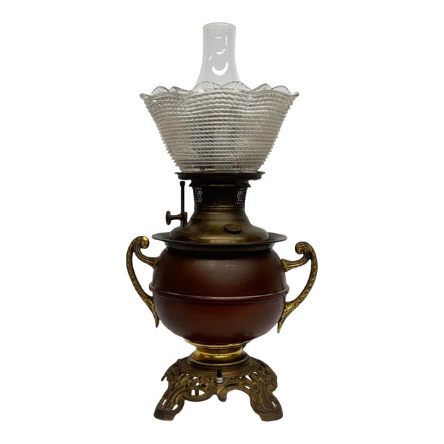Antique Bradley and Hubbard Electrified Kerosene Lamp For Sale