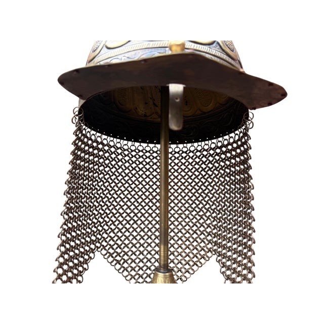 Brass Hand Carved Heavy Brass Fluted Helmet For Sale - Image 8 of 14