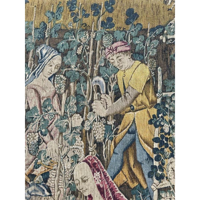 Vintage French Hand Printed Tapestry Vendanges Design, 1950s For Sale - Image 11 of 18