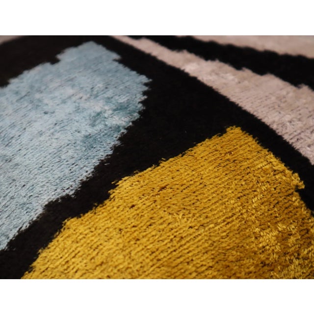 Abstract Pink Black White Handmade Velvet Throw Pillow & Down Insert For Sale - Image 9 of 11