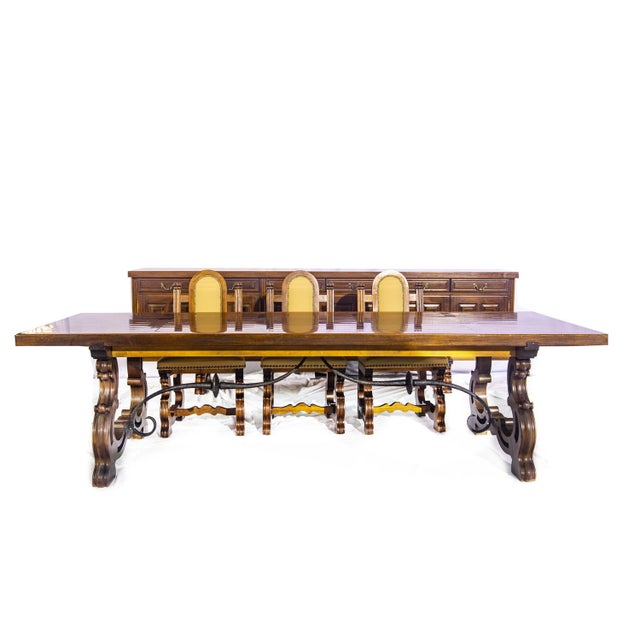 Spanish Style Dining Room Set, 1960s, Set of 10 For Sale - Image 4 of 18